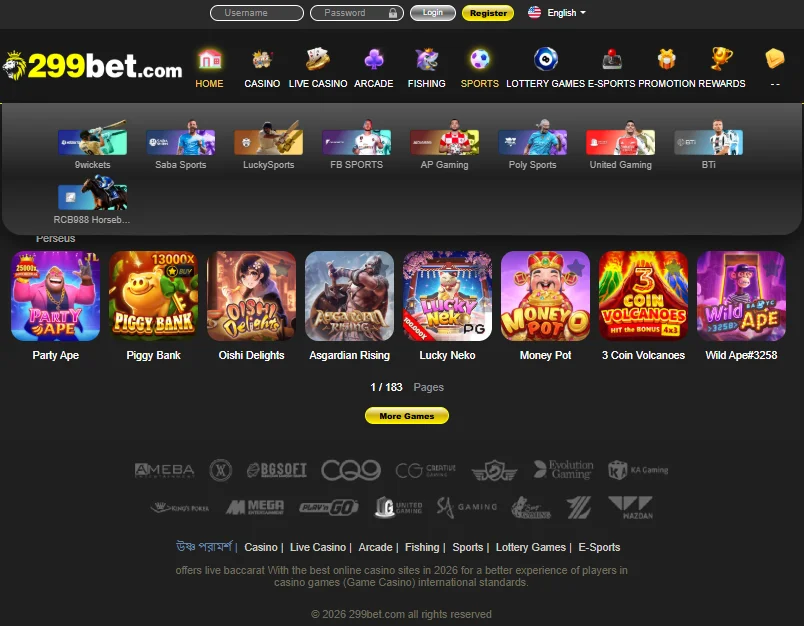 Sports betting on the official 299Bet website